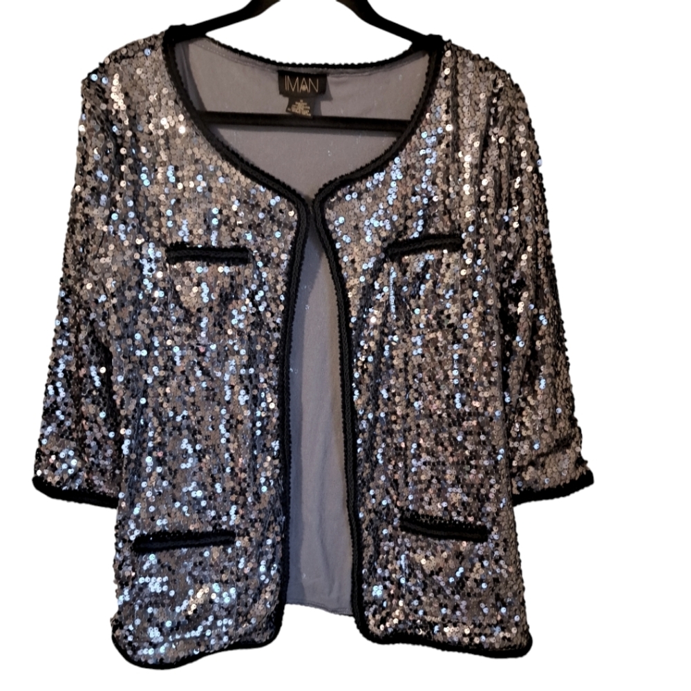 IMAN holiday sequin Blazer
